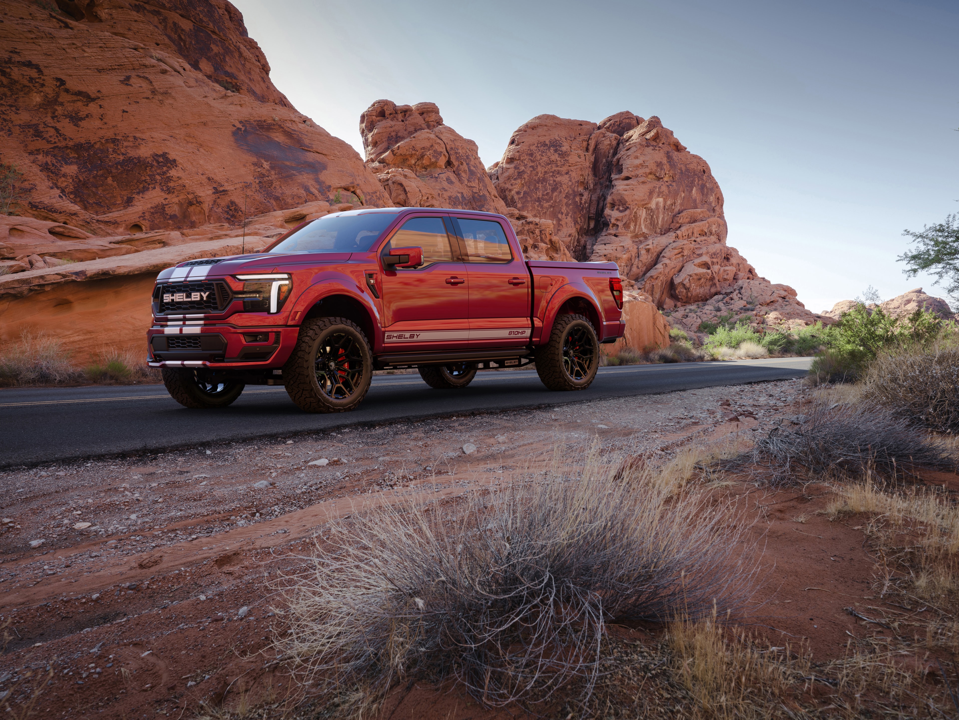 Shelby F-150 Off-Road red Utah road side view
