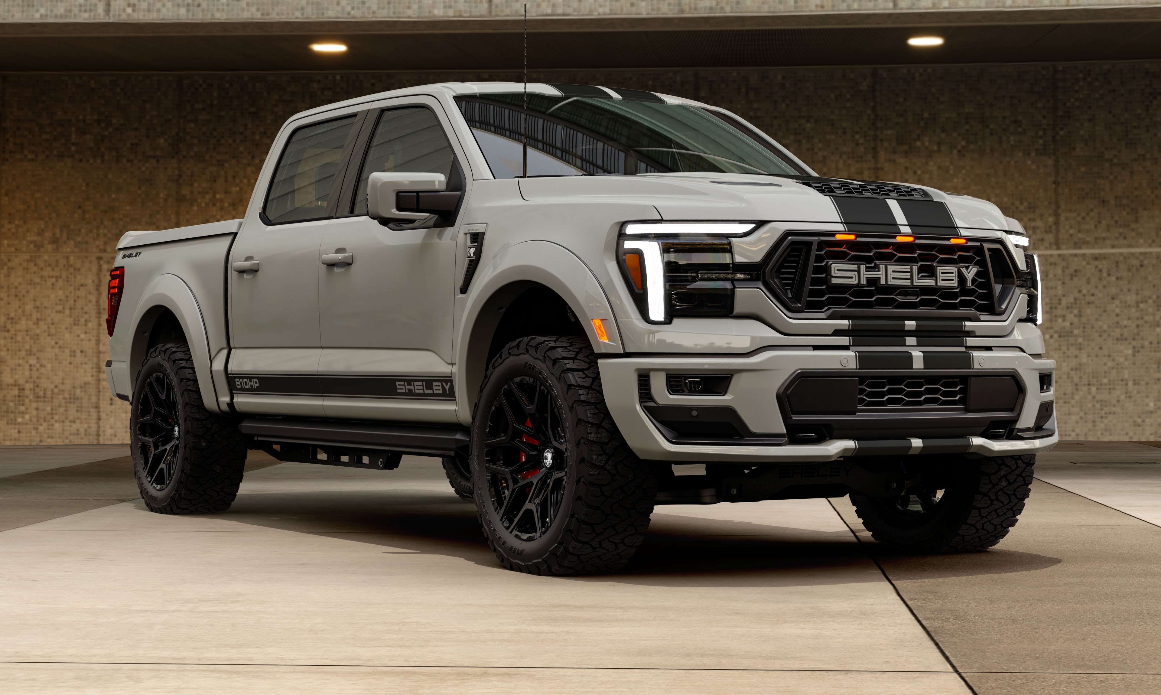 Shelby F-150 Off-Road interior with leather seats and carbon fibre trim