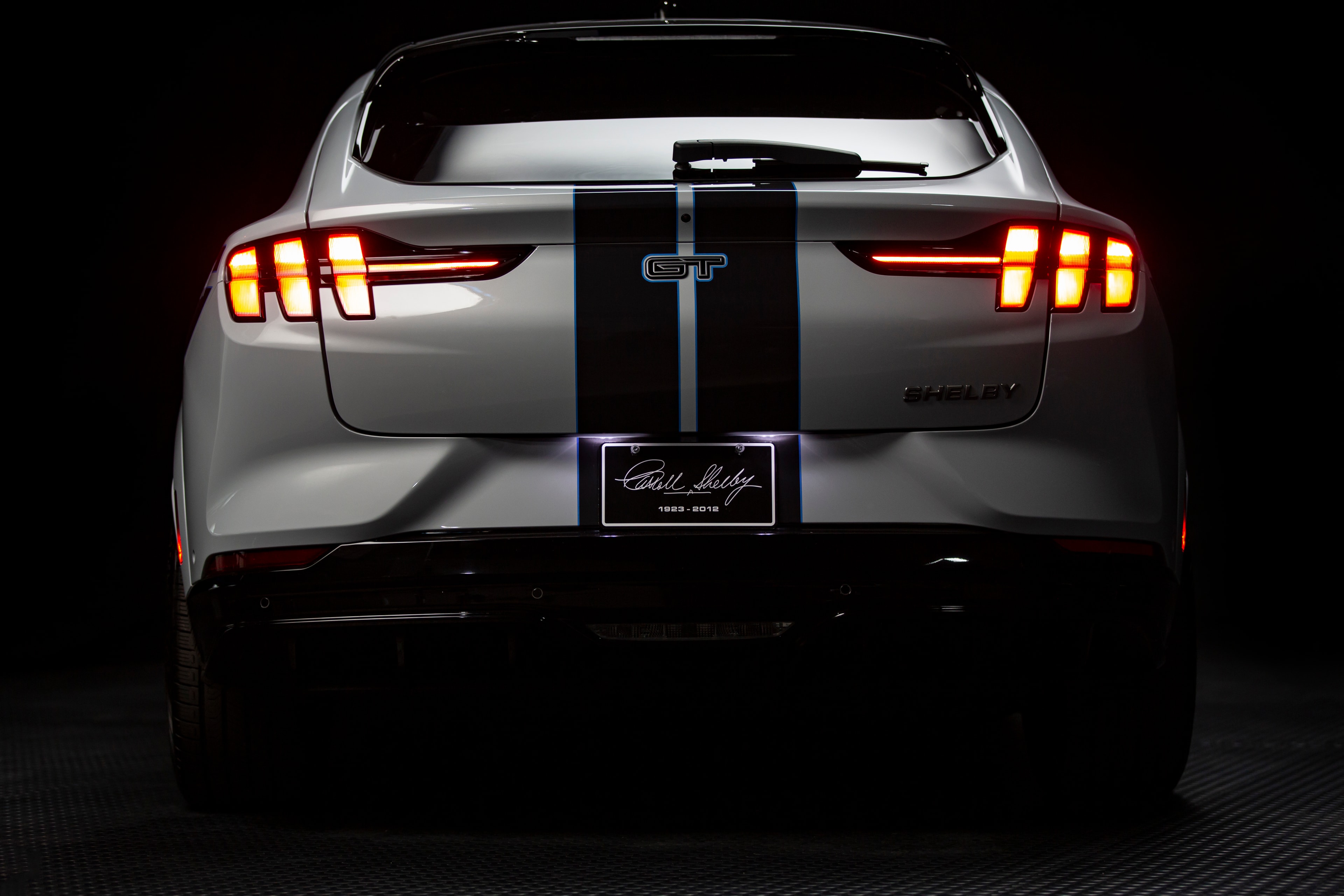 Shelby Mach-E GT rear studio shot with taillights